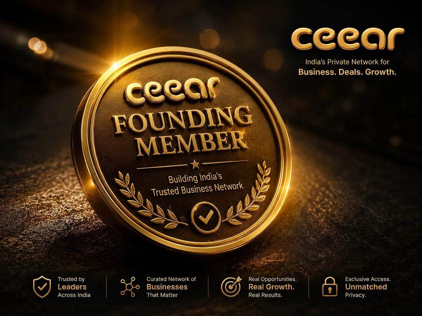 Ceear Founding Member — building India's trusted business network. Trusted by leaders across India, exclusive access, unmatched privacy.