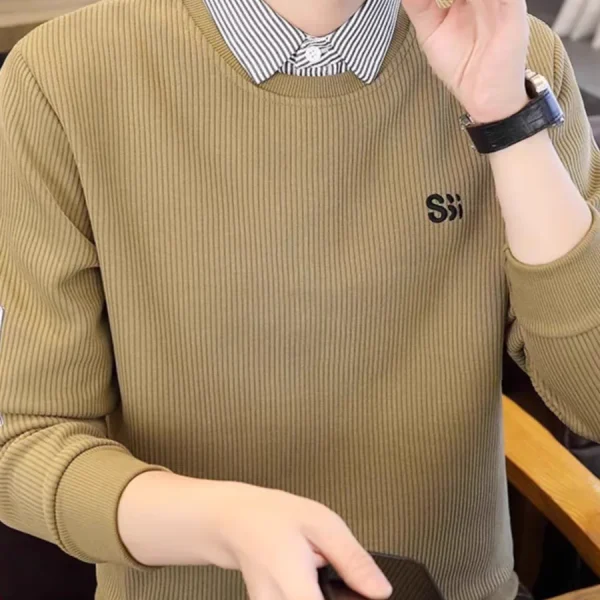 Striped Patch Collar Sweatshirt