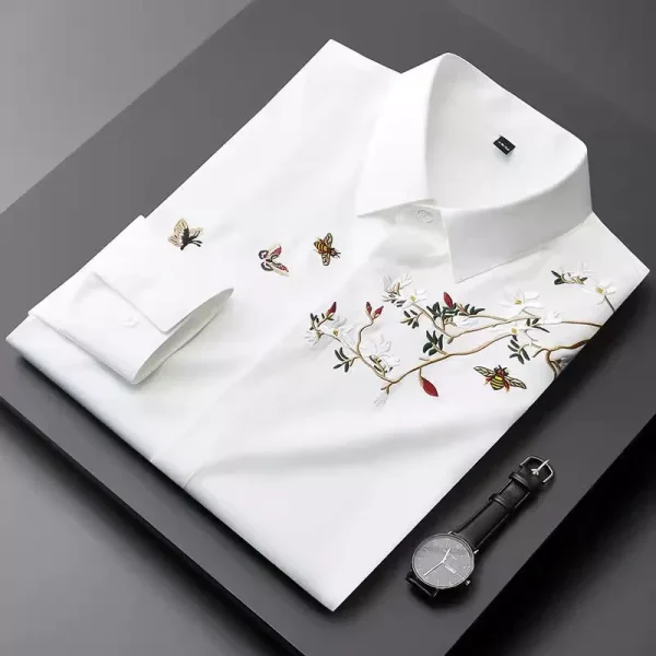 Floral Monarch Embroidered Formal Cotton Shirt